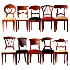 Biedermeier Eclectic Set, Unique, 10 Dining Chairs Each in Different Design
