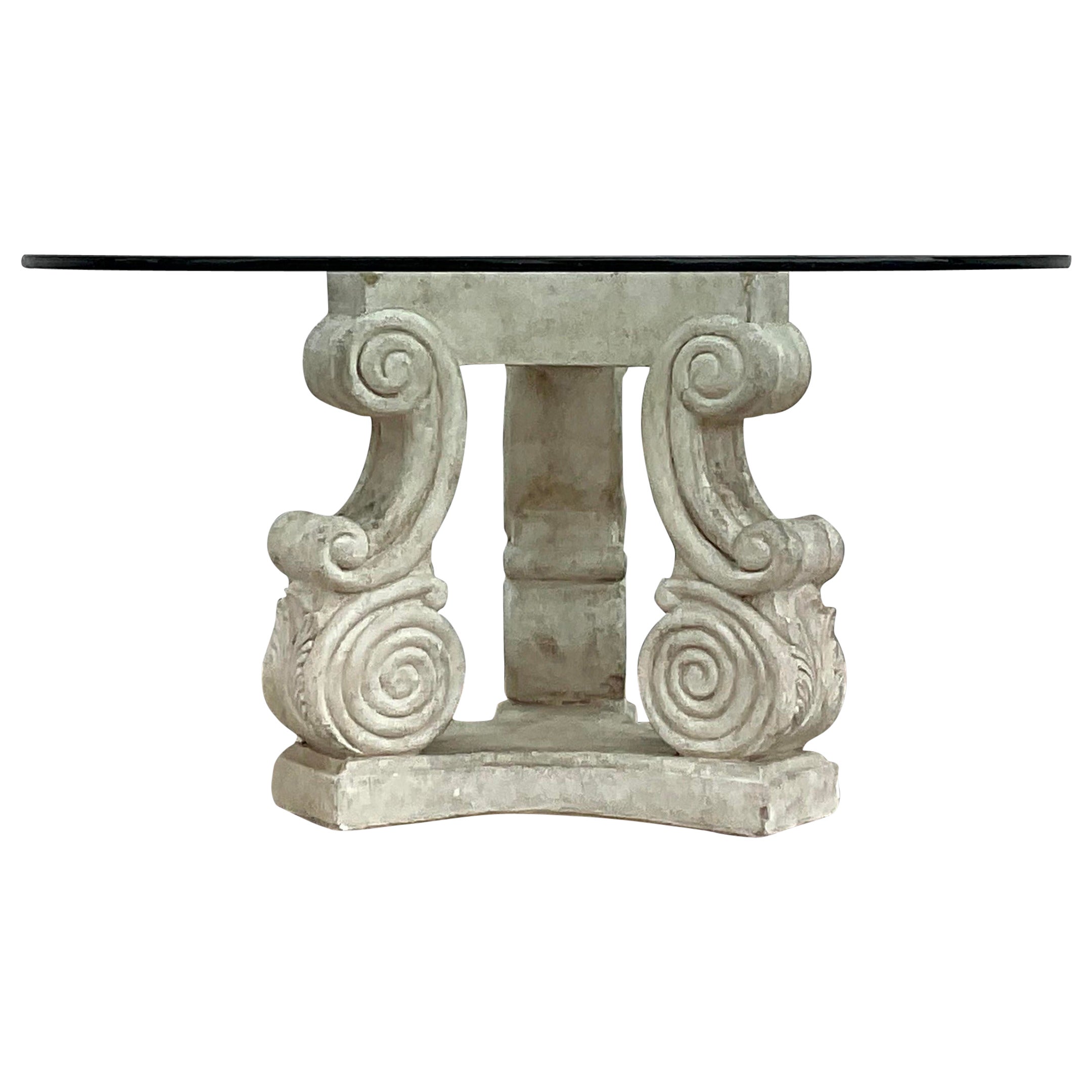 Vintage Coastal Plaster Pedestal Table