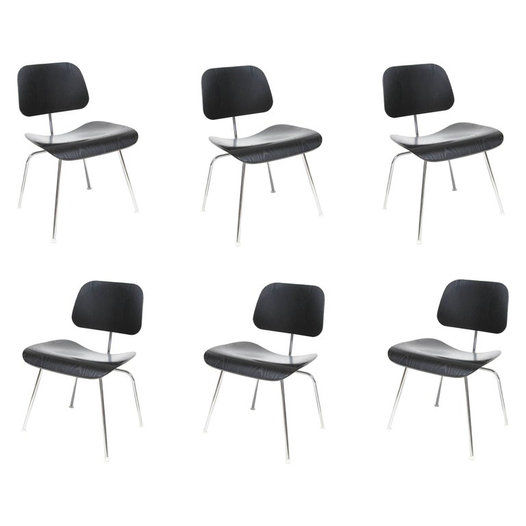 Set of Six Eames Herman Miller DCM Dining Chairs For Sale at 1stDibs