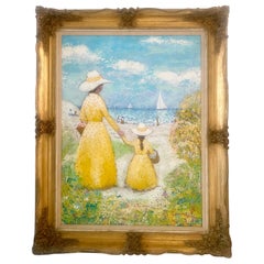 Retro Michel Le Savarin Oil on Canvas Seaside Impressionist Painting