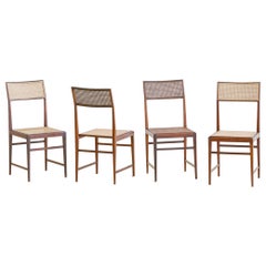 Set of Four Dining Chairs by Joaquim Tenreiro, Rosewood and Cane, circa 1960