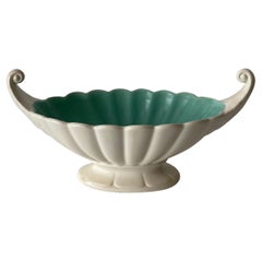 1930s English Ceramic Ribbed Mantle Vase