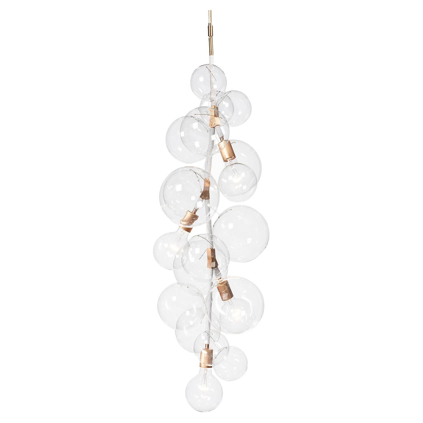 XLarge Bubble Chandelier in Natural Cotton and Satin Brass by Pelle