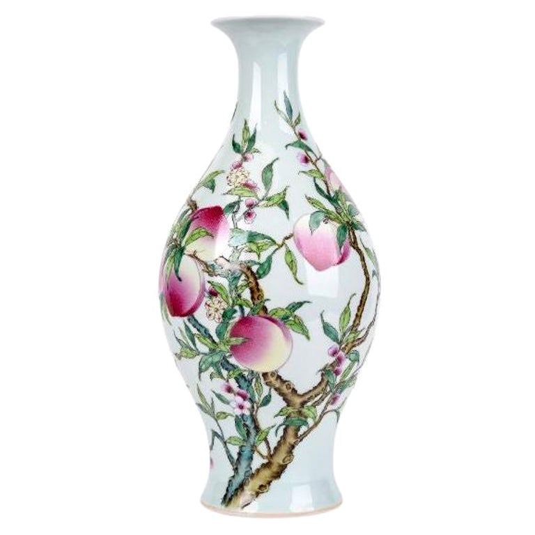 Pink Fruits Vase by WL Ceramics For Sale