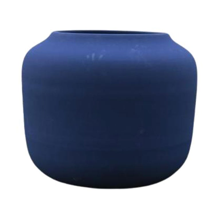 Dialogue Small Planter with Matte Blue Glaze by WL Ceramics For Sale