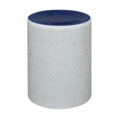 Column Stool, White Effect and Blue Glaze by WL Ceramics
