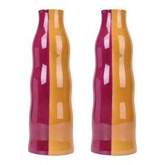 Set of 2 Orange and Cherry Vases by WL Ceramics