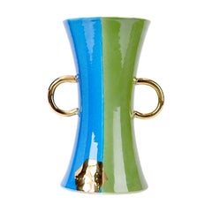 Grüne und blaue Vase von WL Ceramics