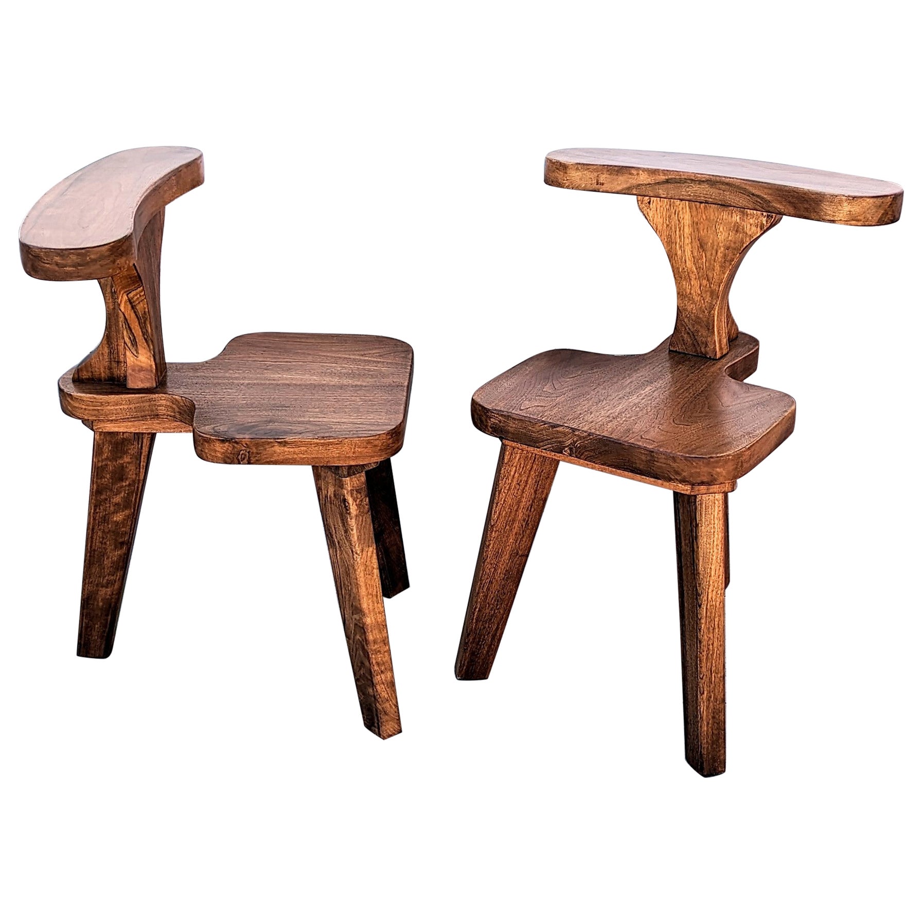 Brutalist Oak Smoking Chairs, 1960s For Sale