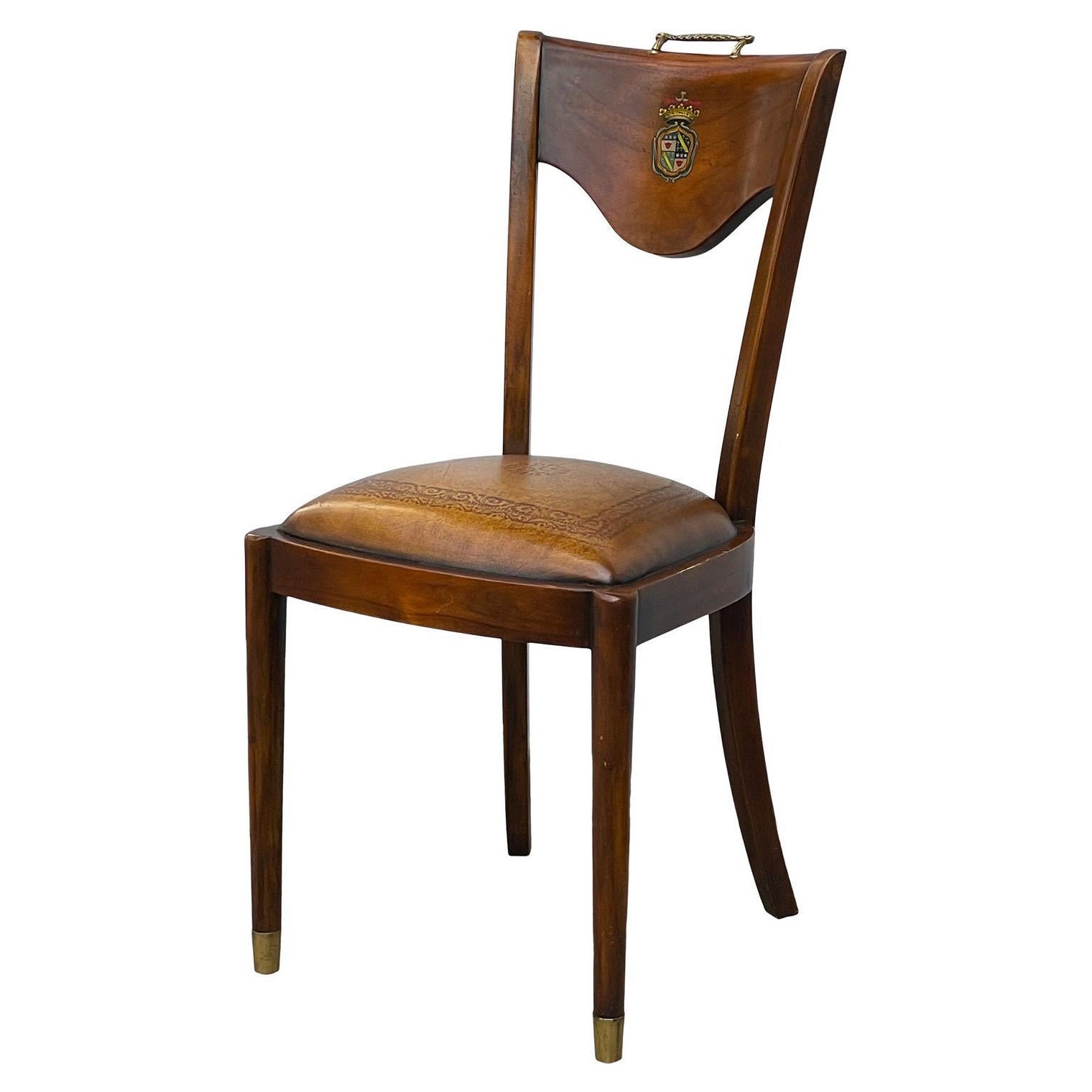 Ralph Lauren Embossed Leather & Wood Side or Desk Chair
