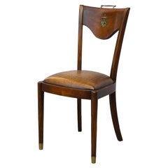 Chaise d'appoint ou de bureau en bois et cuir gaufré Ralph Lauren