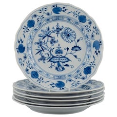 Meissen, a Set of Six Blue Onion Dinner Plates, circa  1900