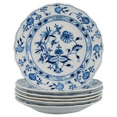 Meissen, a Set of Six Blue Onion Dinner Plates, circa 1900