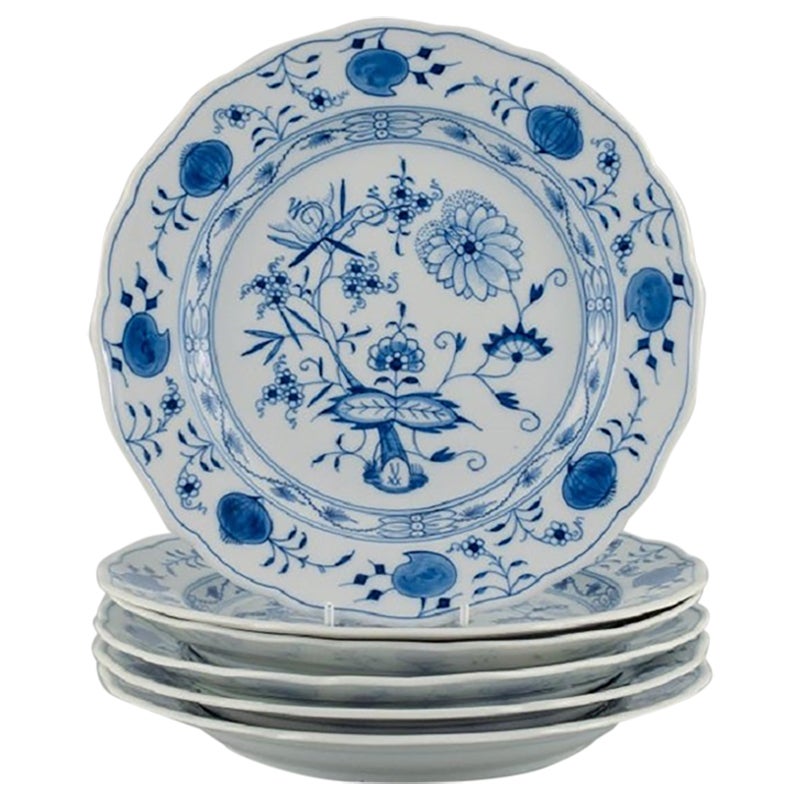 Meissen, a Set of Six Blue Onion Dinner Plates, Approximate 1900 at 1stDibs