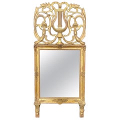 Rare Gem French Antique Louis XVI Mirror with Intricate Fronton Carving 