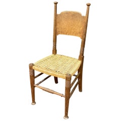 Chaise d'art et d'artisanat, liberté, en chêne, siège refait vers 1900
