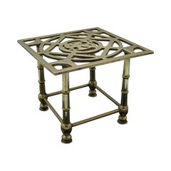 Antico sottopentola da caminetto, inglese, poggia bollitore in ottone, supporto decorativo, vittoriano