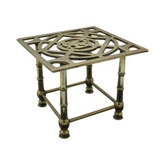 Antique Fireside Trivet, English, Brass Kettle Rest, Decorative Stand, Victorian