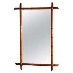 Vintage French Large Faux Bamboo Mirror