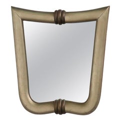 Rare Wall Mirror attribuited Gio Ponti in Silver Leaf and Brass