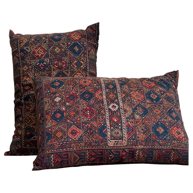 Pair of Persian Kilim Floor Cushions For Sale at 1stDibs
