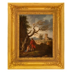 Continental 18th Century Oil on Canvas Painting in Its Original Giltwood Frame