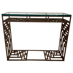 Art Deco Style Iron & Glass Console Table