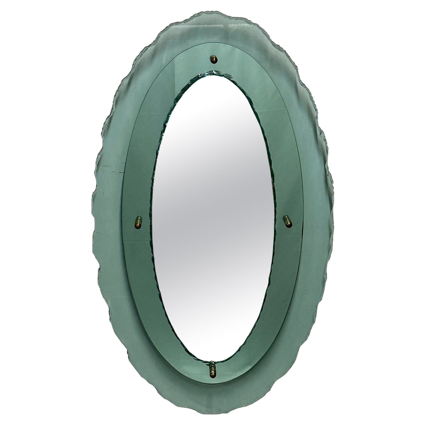 Italian Mid-Century Modern Fontana Arte Oval Glass Mirror or Plateau or Tray For Sale