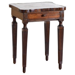 Italian, Parma, Louis XVI Walnut & Marble-Top 1-Drawer Table, circa 1790