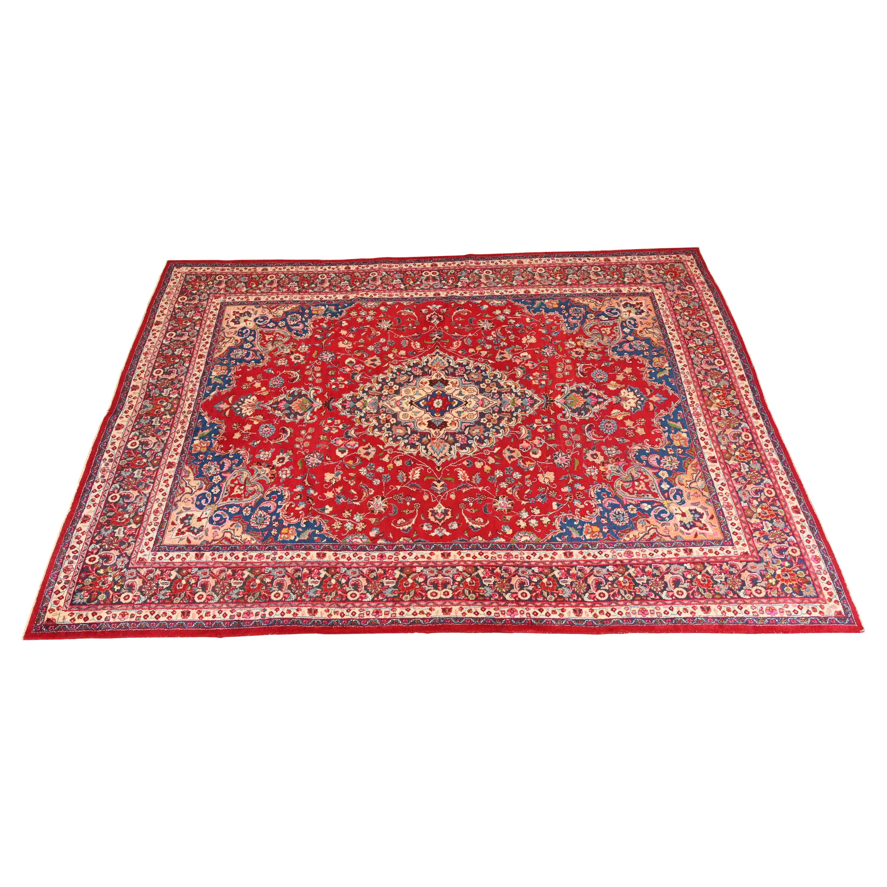 intage Hand-Knotted Persian Tabriz Room Size Wool Area Rug For Sale