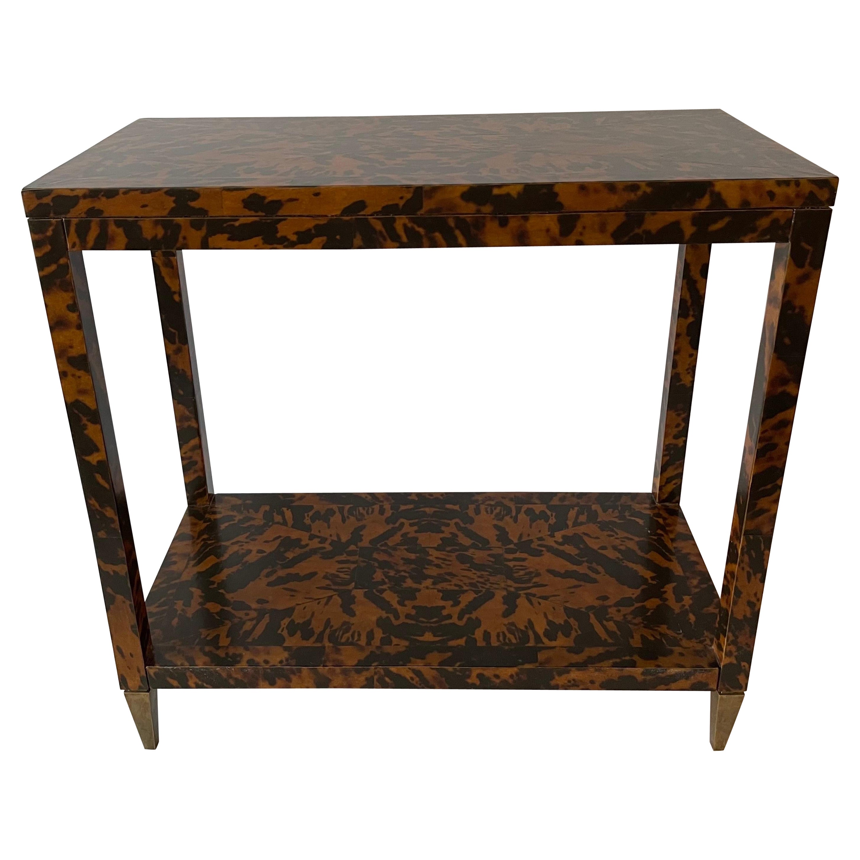 Oscar de la Renta Home by Century Furniture Co. Faux Tortoise & Brass Side Table