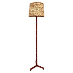 Jacques Adnet Style Stitched Leather Floor Lamp