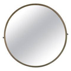 Mid-Century Modern Italian Pair of Round Wall Mirror in Nickel-Plated, 1970s