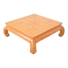 Milo Baughman Style Mid-Century Modern Burl Wood Coffee Table by Henredon