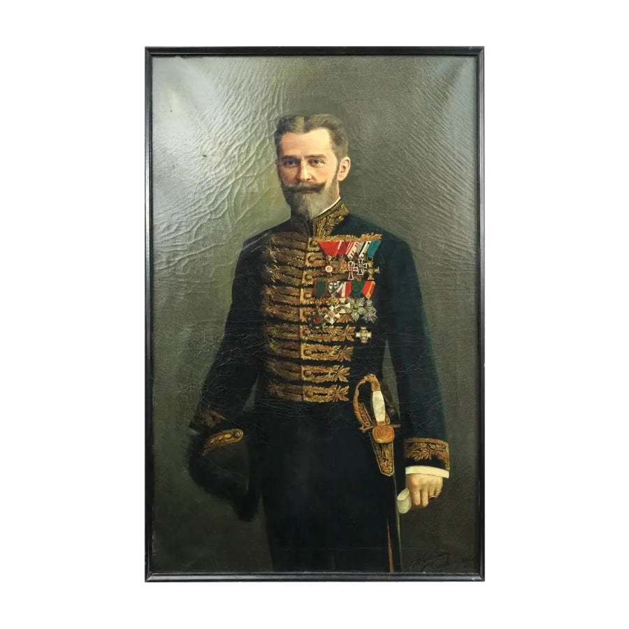 Russian Oil Portrait Painting by A. Hartmann For Sale