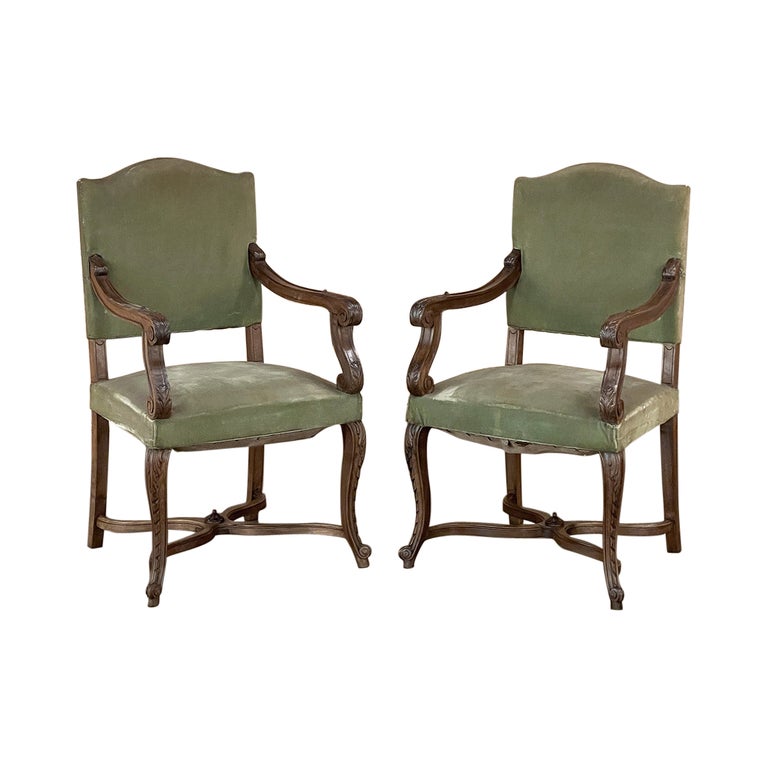 Pair 19th Century French Louis XV Walnut Armchairs ~ Fauteuils For Sale ...