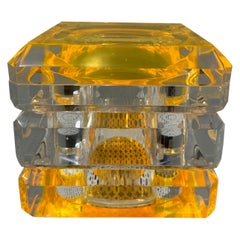 Facettierter Lucite-Eiskübel mit drehbarer Platte und orangefarbener Infusion von Albrizzi