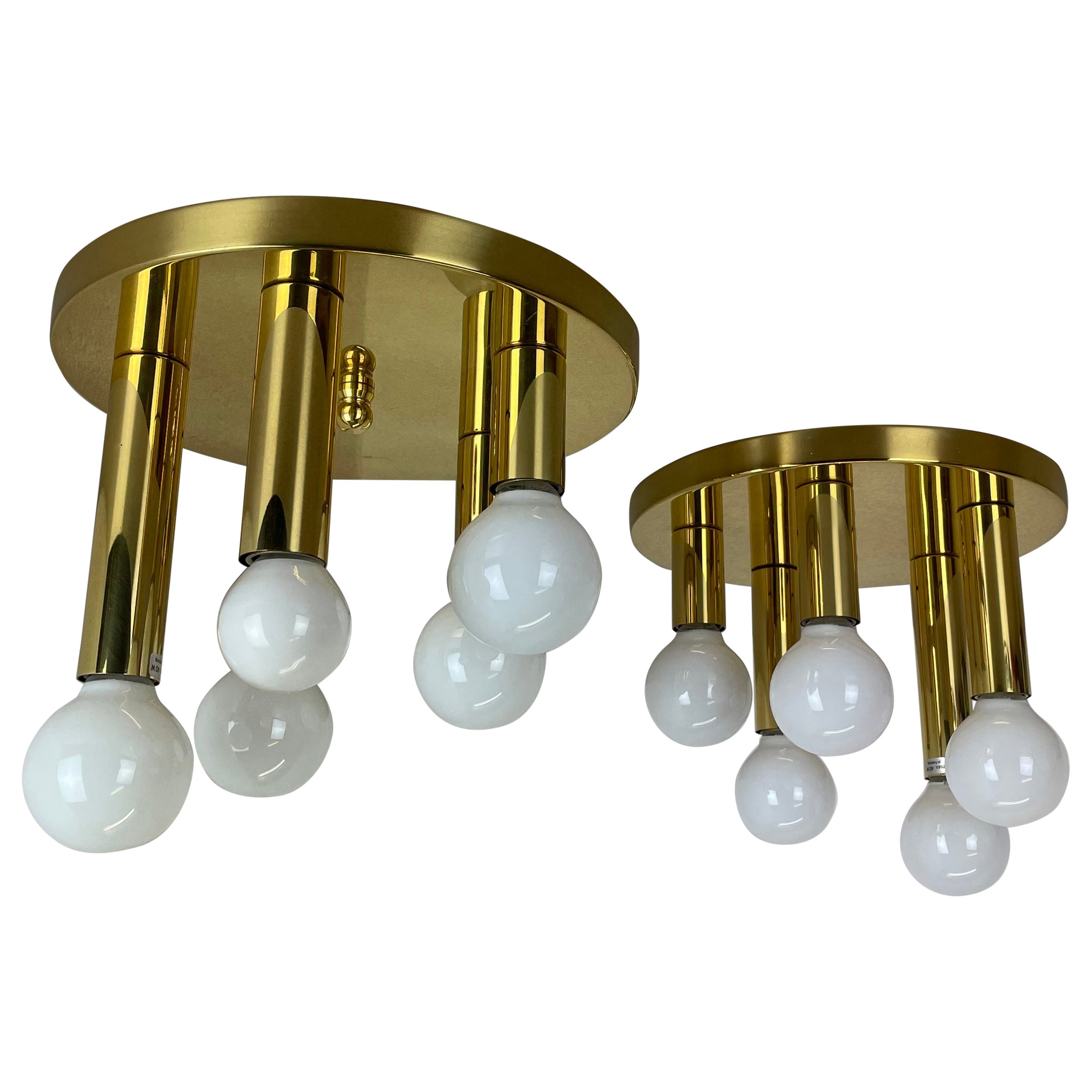 Set of 2 Brass Sciolari Style Wall Ceiling Light by Sölken Leuchten Germany 1980 For Sale