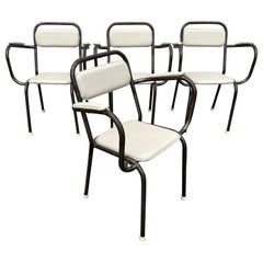 French Industrial Set of Four Dining Chairs