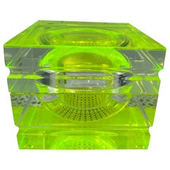 Albrizzi Faceted Lucite Swivel Top Ice Bucket with Neon Green Infusion