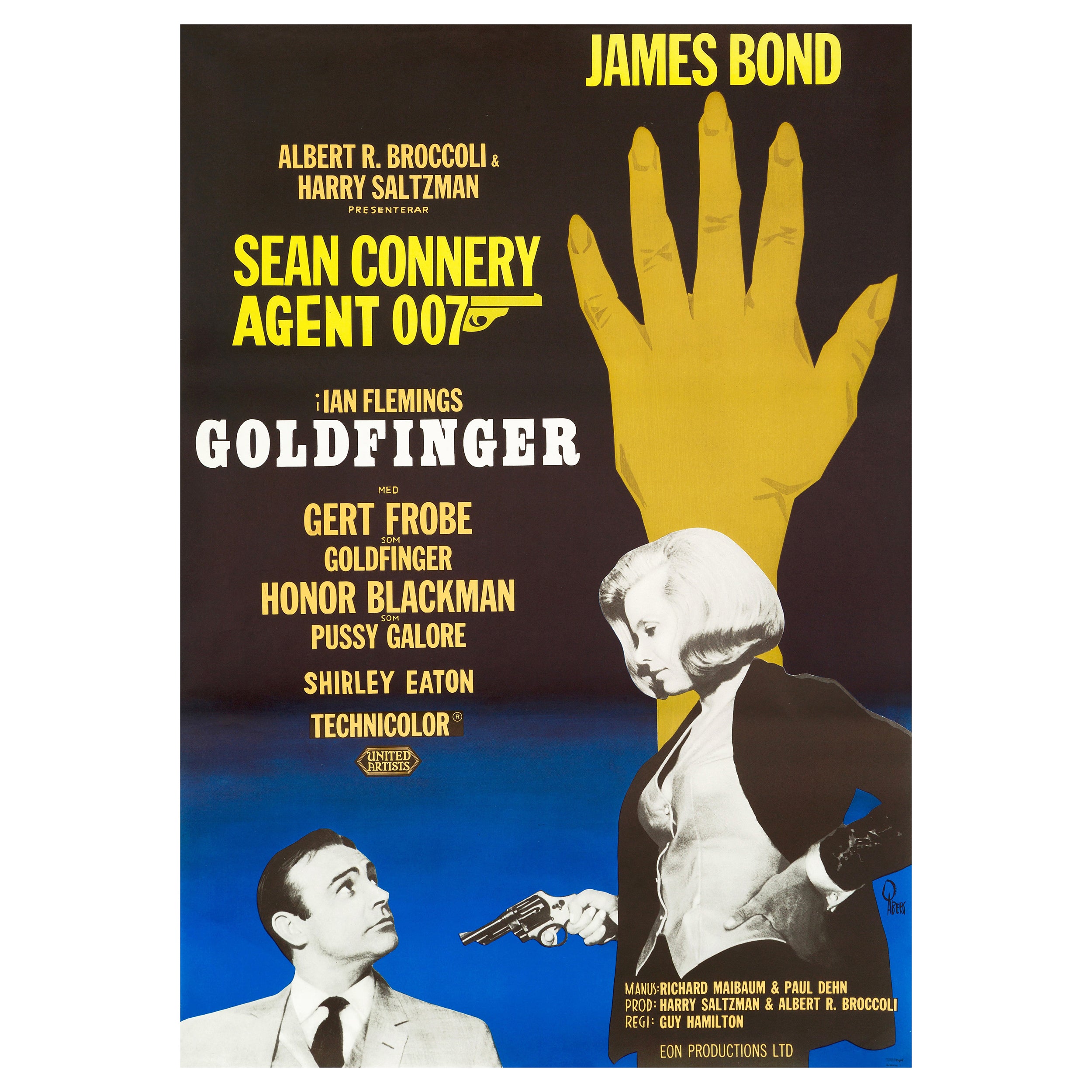 James Bond 'Goldfinger' Original Vintage Film Poster, Swedish, 1967 For Sale