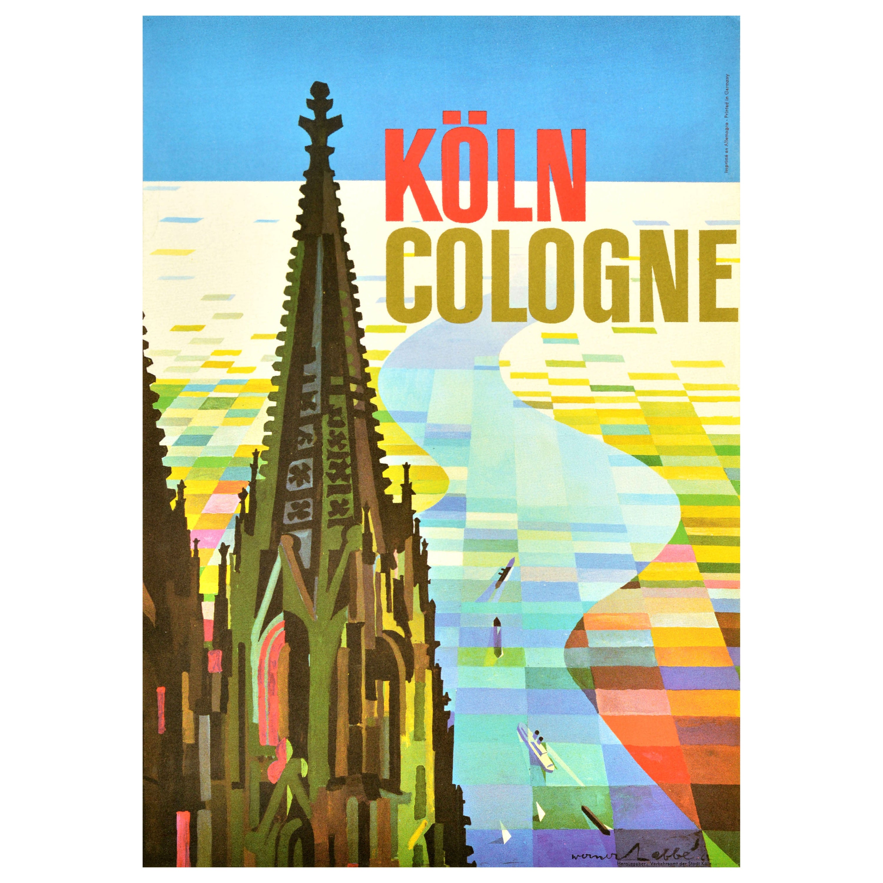 Affiche rétro originale de voyage, cathédrale de Cologne de Saint-Pétersbourg, église Saint-Pierre