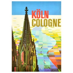 Original Vintage Travel Poster Koln Cologne Cathedral Church Of Saint Peter Art