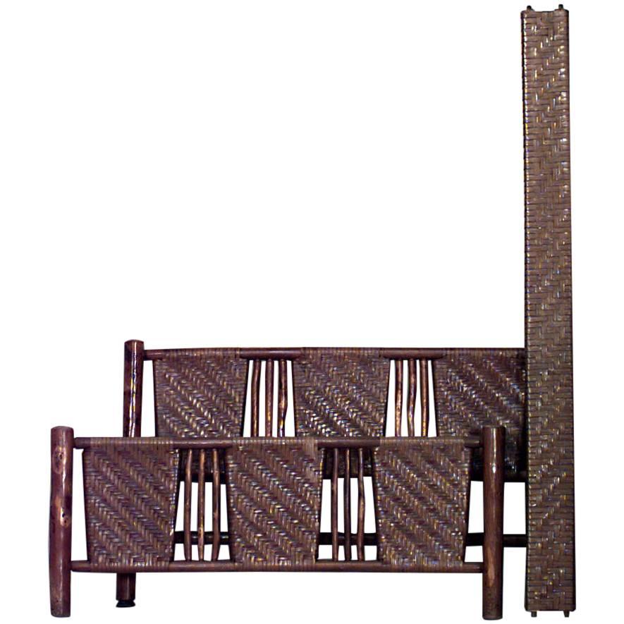 Rustic Old Hickory Woven Full Size Bed For Sale