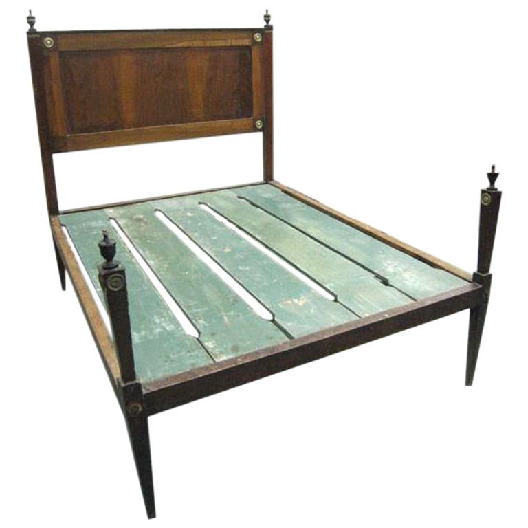 French 18th Century Louis XVI Neoclassical Walnut and Cherry Full Size Bed