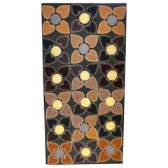 Antique Appliqué Rug with Heart Motif, Mounted for Hanging