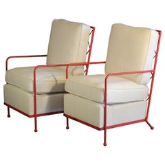 Pair of Croisillon Armchairs Attributed to Jean Royère, France, 1950s