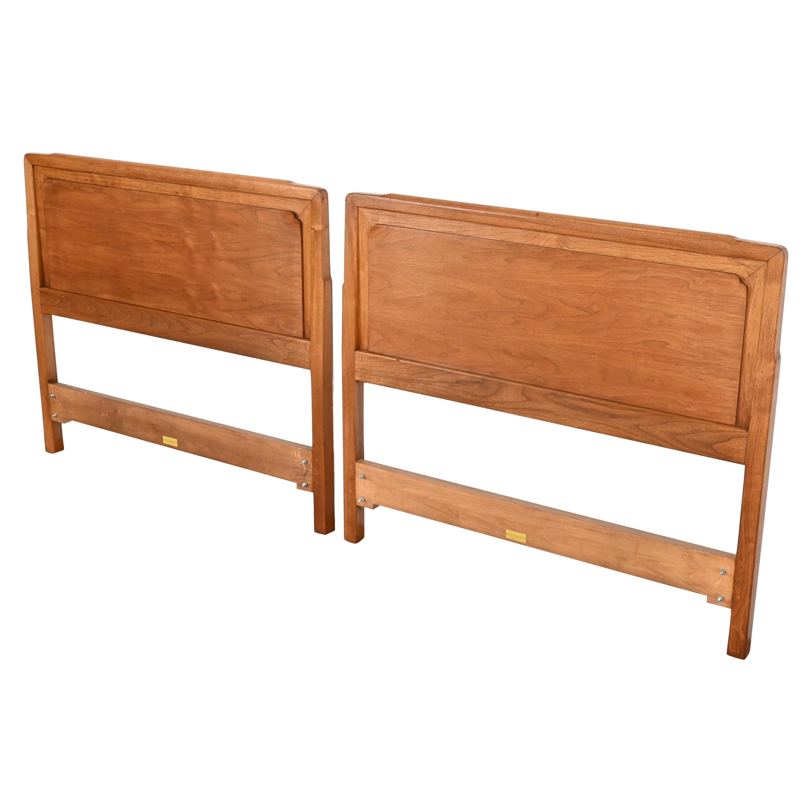 Edward Wormley for Dunbar Mid-Century Modern Walnut Twin Headboards, Pair For Sale