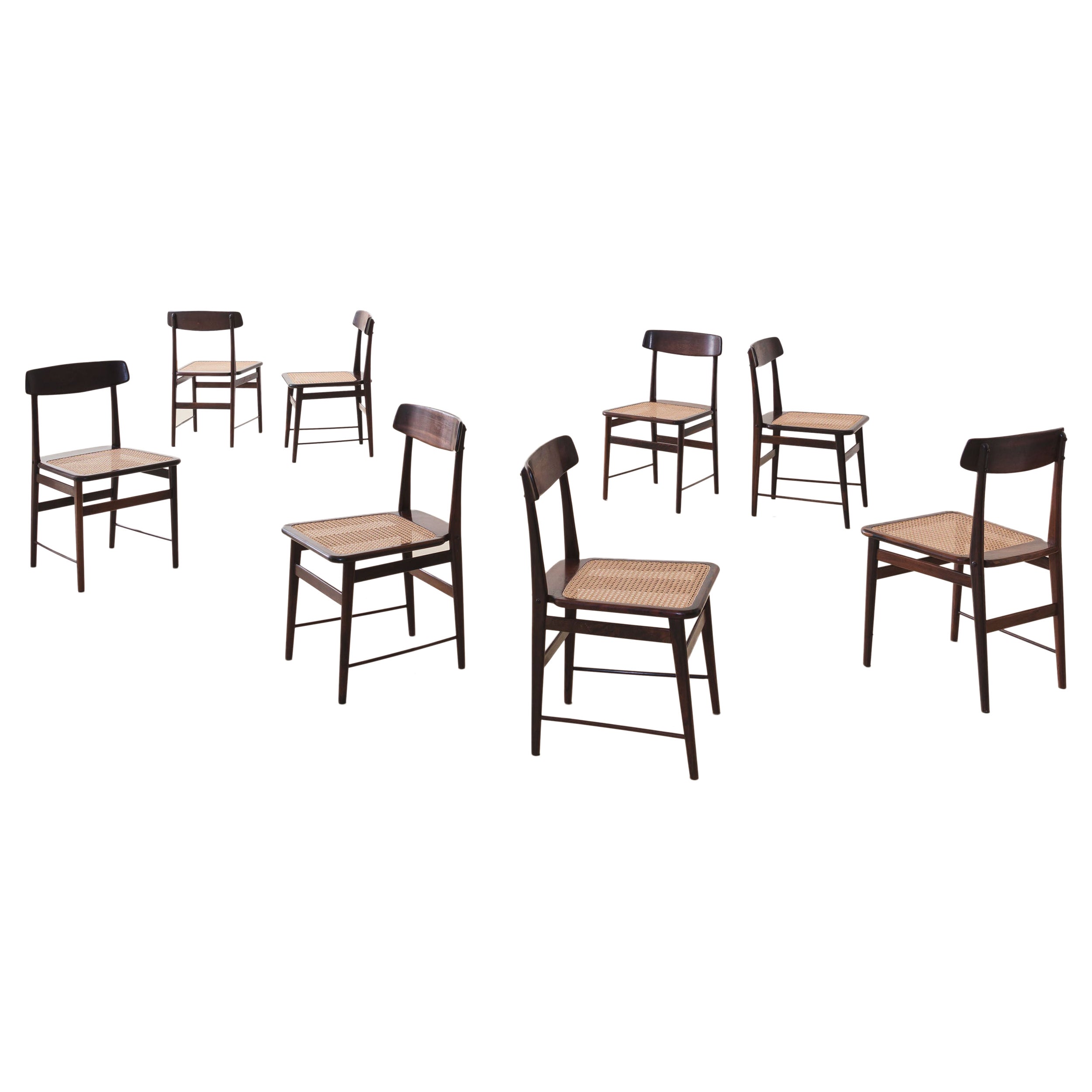 Set of 8 Rosewood ‘Lucio' Chairs, Sergio Rodrigues, 1956, Brazilian Midcentury