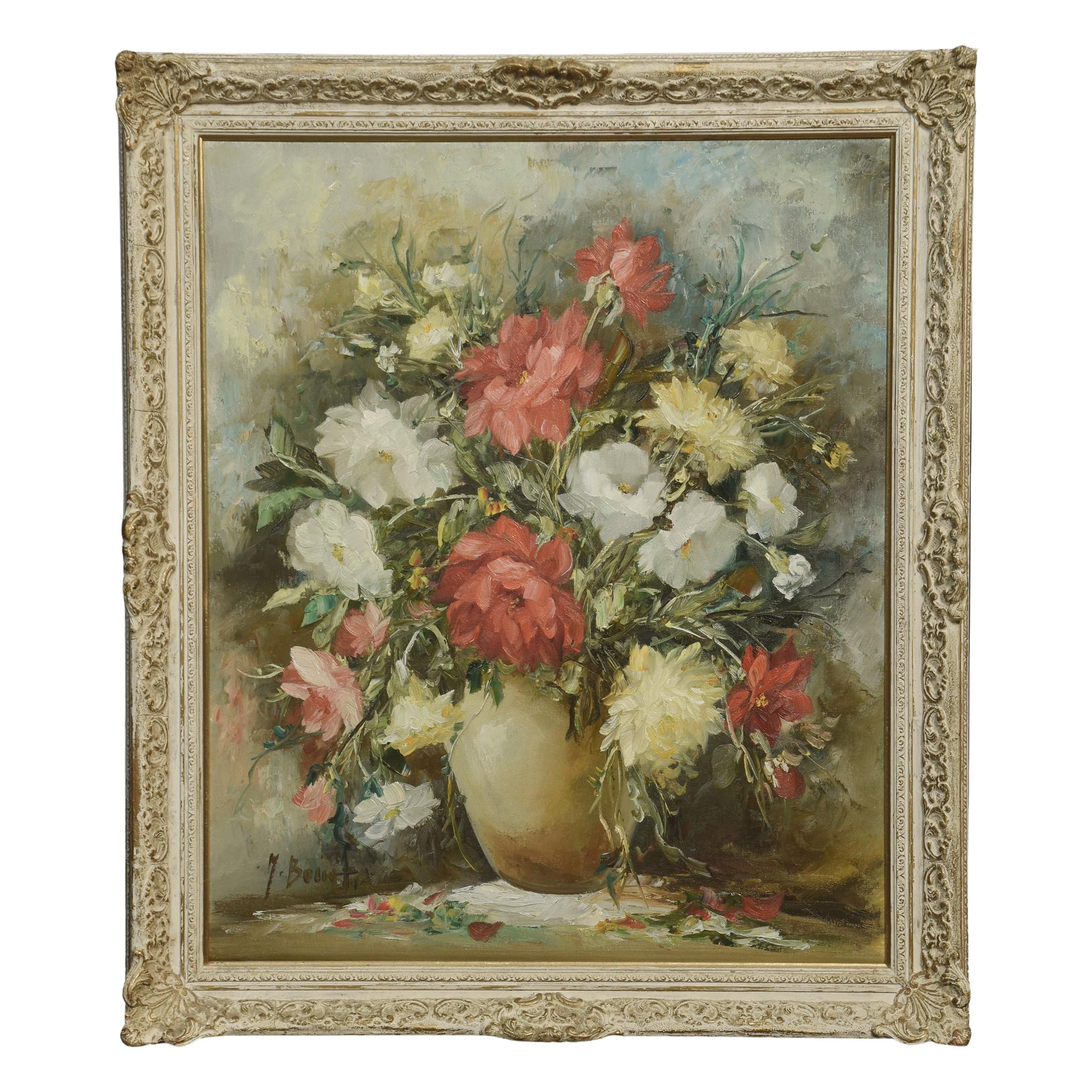 Huile sur toile Nature morte aux fleurs en vente